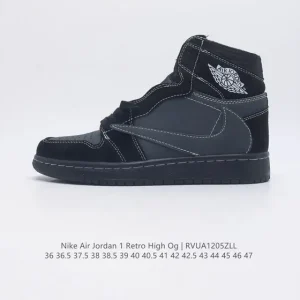 Jordan Travis Scott Fragment AJ1 High Black Red Reverse Swoosh