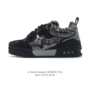 Louis Vuitton Men's Low Top Diamond Trainer Sneaker with Thick Sole