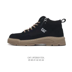 Cat Men's Classic Mid-Top Boots - Breathable Leather & Canvas Upper