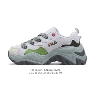 FILA Fusion Women's Retro Chunky Sole Running Shoes - Classic White & Black