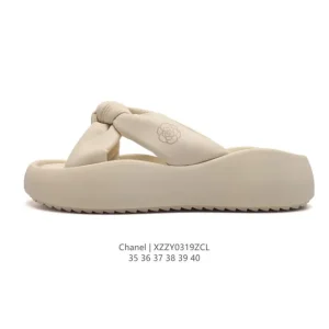CHANEL Women's Summer Luxury Slides - Thick Sole Platform Flip Flops