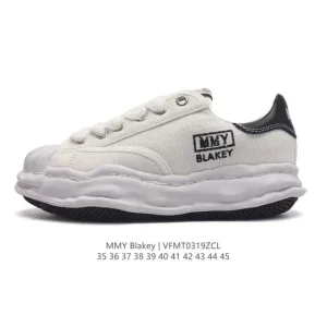 MMY Blakey Dirty Shoes Retro Dissolution Concept Fashion Designer Brand Maison Mihara Yasuhiro Original Sole Canvas Low Deformed Melted Ice Cream Sole Low-Top Casual Versatile Canvas Panel Shoes Thick Sole Old Man Shoes