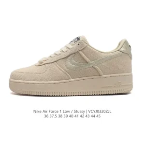 Stussy x Nike Air Force 1 '07 White Sneakers