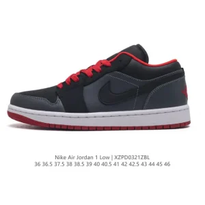 Jordan AJ1 Low Retro Black White Leather Sneakers