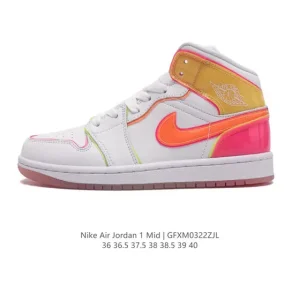 Nike Air Jordan 1 Mid Men's and Women's Basketball Shoes - Classic High-Top Retro Sneakers