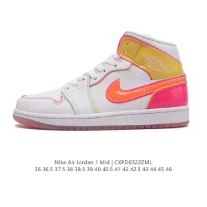 Nike Air Jordan 1 Mid Men's and Women's Basketball Shoes - AJ1 Retro High Top Casual Sneakers