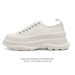 Alexander McQueen Sole Sneakers - Low-Top Fashion Platform White Shoes for Men & Women