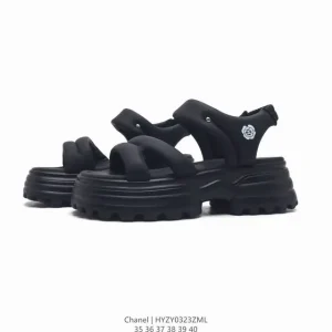 Chanel Logo Thick Sole Elevator Casual Sandals for Women
