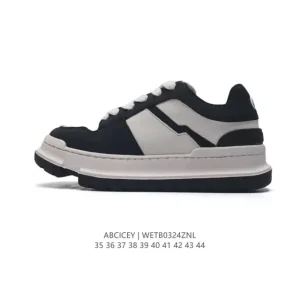 Abcicey Unisex Chunky Sole Platform Sneakers - Retro Black & White