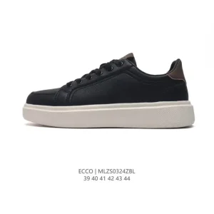 ECCO Men's Chunky Sole White Leather Sneakers - Casual Lifestyle Shoes