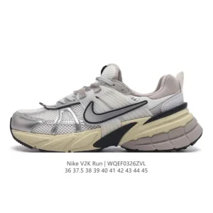 Nike V2K Run Retro Running Shoes - White/Metallic