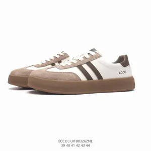 ECCO Men's Lifestyle Shoes - White Leather Sneakers with Thick Sole