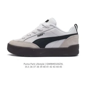 PUMA Park Lifestyle OG Sneaker - Unisex Retro Bread Shoe in White/Black/Caramel