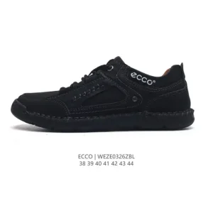 ECCO Men's White Leather Sneakers - Chunky Sole Casual Shoes