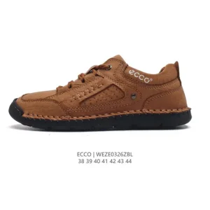 ECCO Men's Chunky Sole White Sneakers - Breathable Lightweight Casual Shoes