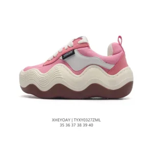 xheyday Triple Wavy Low 'Old Yellow White Wave' Canvas Sneaker