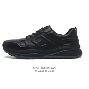 ECCO Men's Casual Leather Sneakers - Fashion Low-Top Shoes
