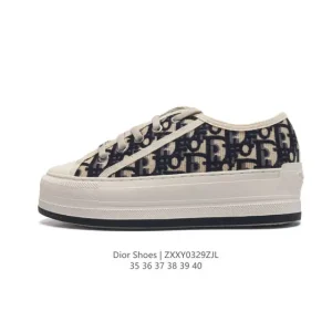 Christian Dior J'Adior White Thick Sole Canvas Sneakers for Women