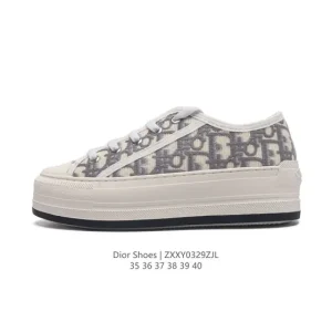 Christian Dior J'Adior White Platform Canvas Sneakers