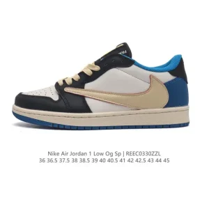 Jordan Air 1 Low Military Blue Reverse Swoosh Retro Basketball Shoe