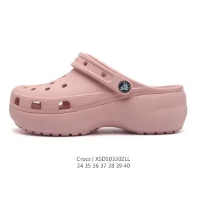 Crocs Women's Chunky Heel Sandals with Platform Design