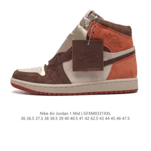 Nike Air Jordan 1 Mid Men's and Women's Basketball Shoes - Classic High-Top Retro Sneakers