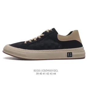 ECCO Men's Lifestyle Shoes - White Leather Sneakers with Thick Sole
