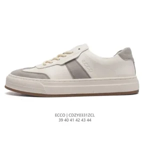 ECCO Men's White Casual Sneakers Breathable Lightweight Platform Shoes