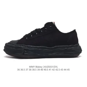 Mmy Blakey Distressed Canvas Low Top Sneakers by Maison Mihara Yasuhiro