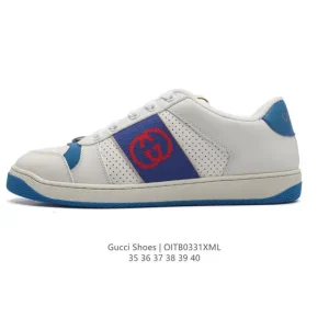 Gucci Rhyton Platform White Leather Sneakers Women's