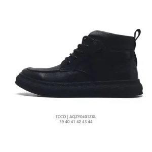 ECCO 2024 Men's High-Top Boots - British Style Leather Boots