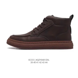 ECCO 2024 New Arrival Men's High-Top Boots - British Style Premium Leather