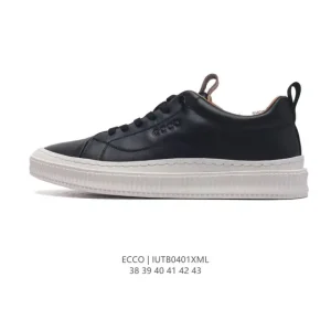 ECCO Men's White Leather Sneakers - Chunky Sole Casual Shoes