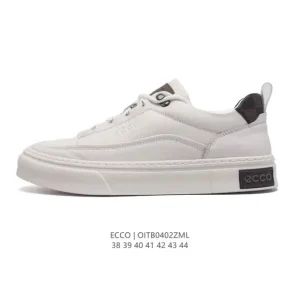 ECCO Men's Chunky Sole White Leather Sneakers - Casual Lifestyle Shoes