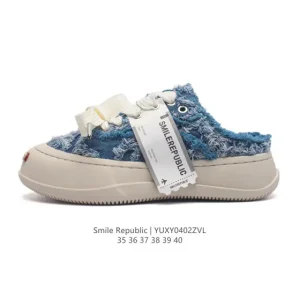 Smilerepublic Chunky Sole Smiling Open-Toe Canvas Shoes