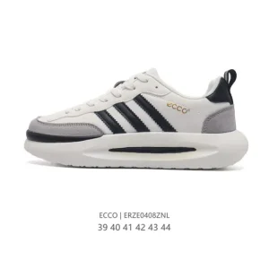 ECCO Men's White Leather Casual Sneakers - Breathable & Lightweight