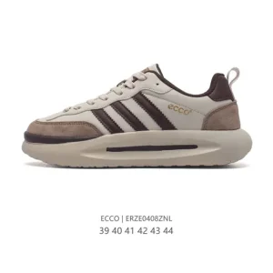 ECCO Men's White Leather Sneakers - Comfortable & Stylish