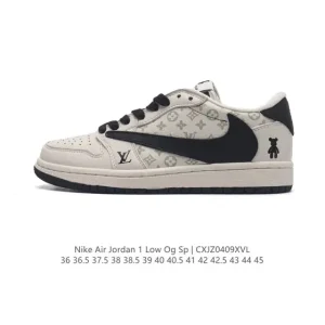 Travis Scott Louis Vuitton Nike Air Jordan 1 Low OG S Damier Azur Brown Monogram