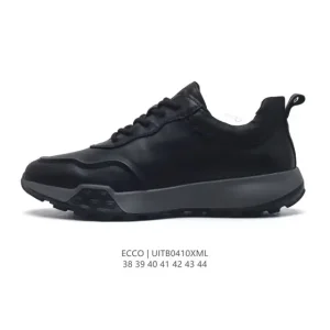 ECCO Men's Chunky Sole White Leather Sneakers - Breathable & Lightweight