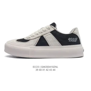 ECCO Men's White Leather Chunky Sole Sneakers - Casual Lifestyle Shoes