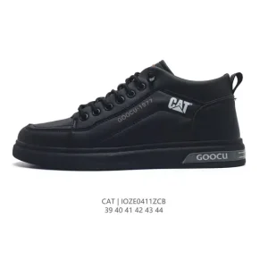 Cat Men's New Lightweight Breathable Leather Canvas Shoes - Classic Mid-Calf Boots