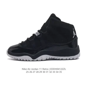 Nike Air Jordan 11 Retro High Kids Basketball Shoes - Classic Black/White Patent Leather