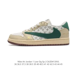 Travis Scott x Louis Vuitton x Nike Air Jordan 1 Low OG S Damier Azur Brown LV Monogram
