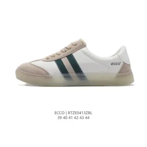 ECCO Men's Lifestyle Shoes - White Leather Sneakers with Thick Sole