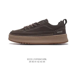 ECCO Men's Chunky Sole White Leather Sneakers - Casual Lifestyle Shoes