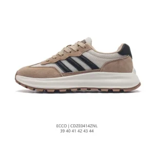 ECCO Men's Chunky Sole White Leather Sneakers - Casual Lifestyle Shoes