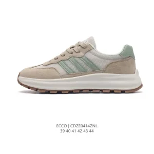 ECCO Men's White Leather Platform Sneakers - Breathable & Lightweight