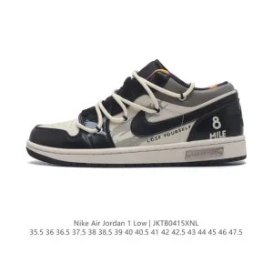Jordan AJ1 Low Gs White Black Phosphor