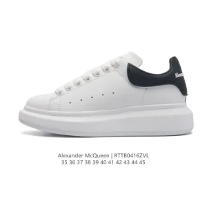 Alexander McQueen Tread Slick Smooth Leather White Sneakers with Glow Tail