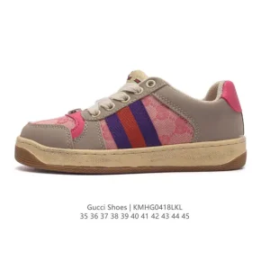 Gucci Screener Vintage Distressed Retro Platform Sneakers Unisex Shoes